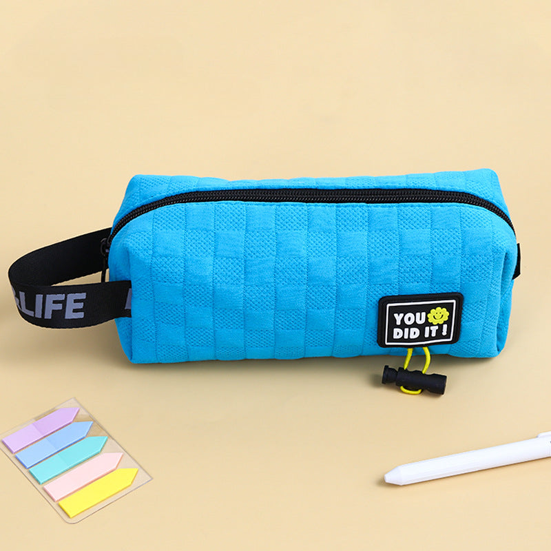 Wholesale 2023 Winter New Pencil Case Large Capacity Simple Solid Color Polyester Fiber Pencil Case